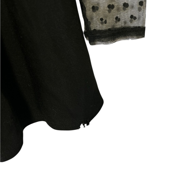 Black skater dress with sheer polka dot sleeves - Picture 2 of 3